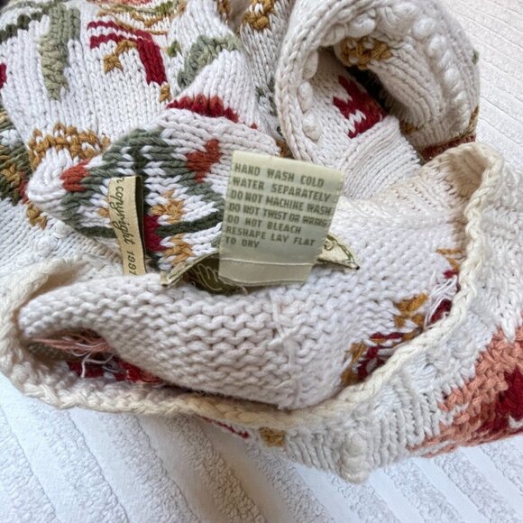 Vintage Hunters Run Mixed Floral Pattern Hand Knitted Sweater Large Ramie Cotton - Picture 4 of 9